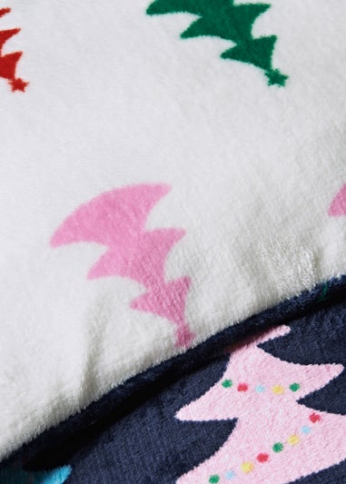 Navy Multi Christmas Tree Fleece Duvet Set