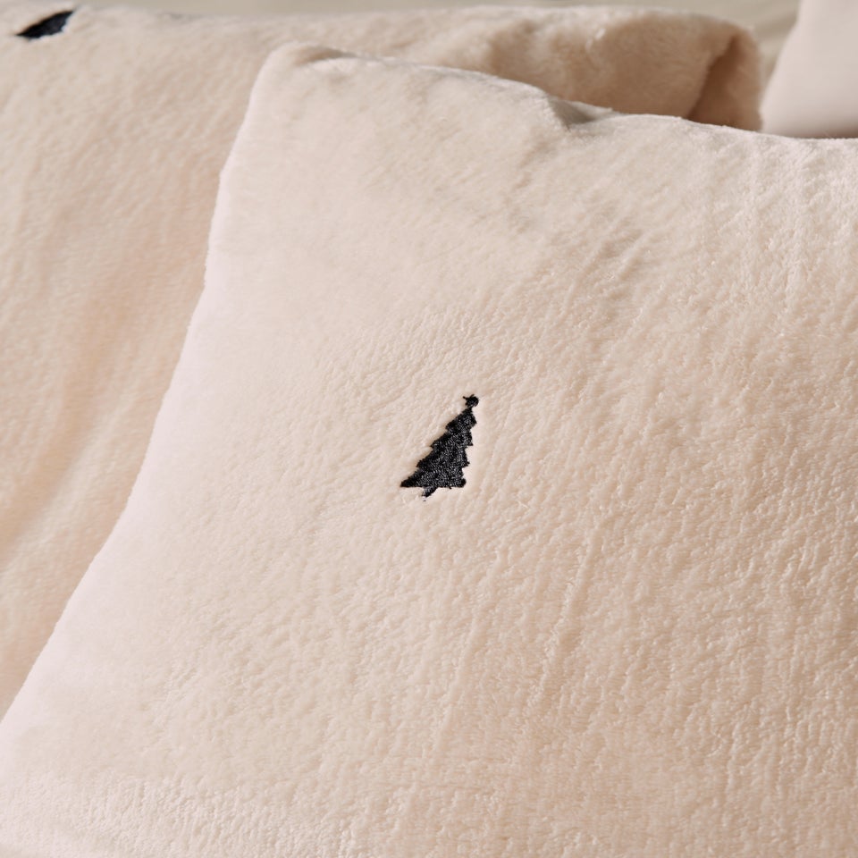 Cream Mono Embroidered Fleece Duvet Set