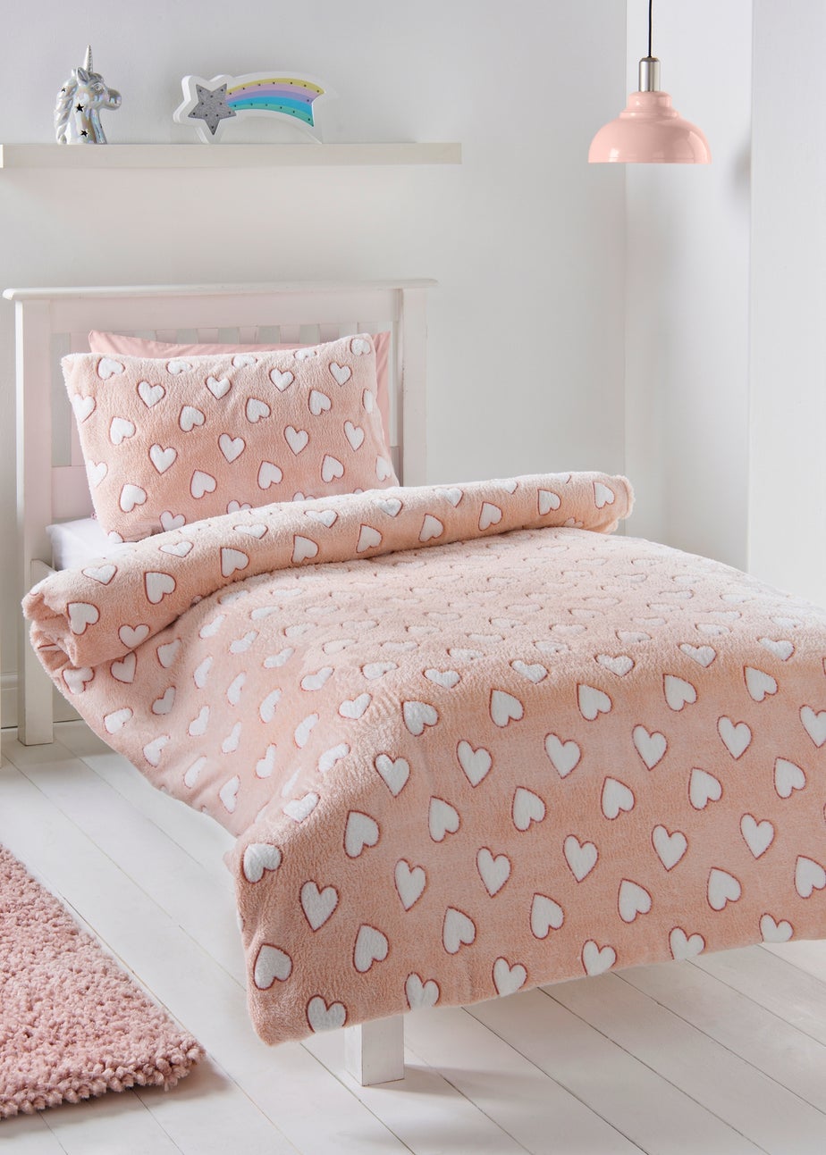Pink Hearts Fleece Duvet Set