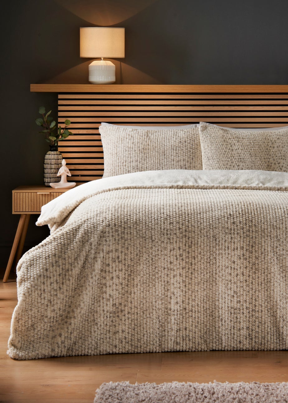 Grey Snow Leopard Faux Fur Duvet Set