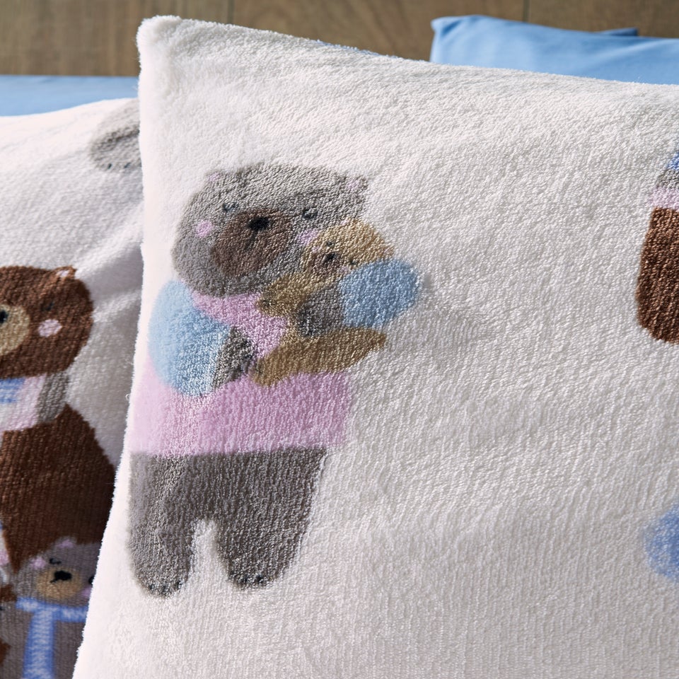 Multicolour Cosy Bear Print Fleece Duvet Set