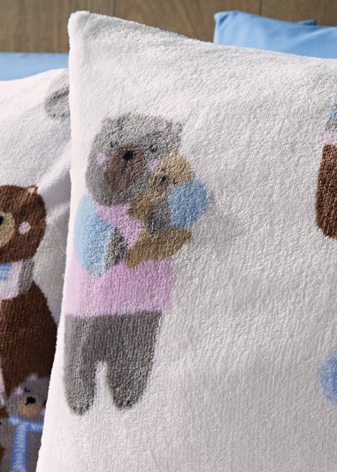Multicolour Cosy Bear Print Fleece Duvet Set