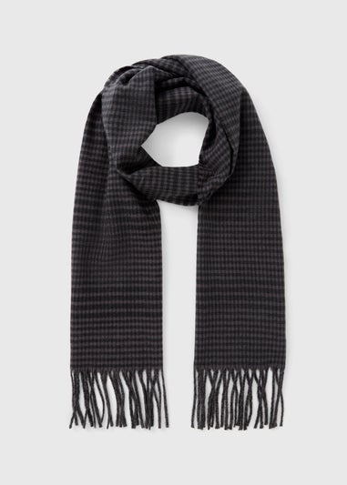 Black Dogstooth Check Scarf