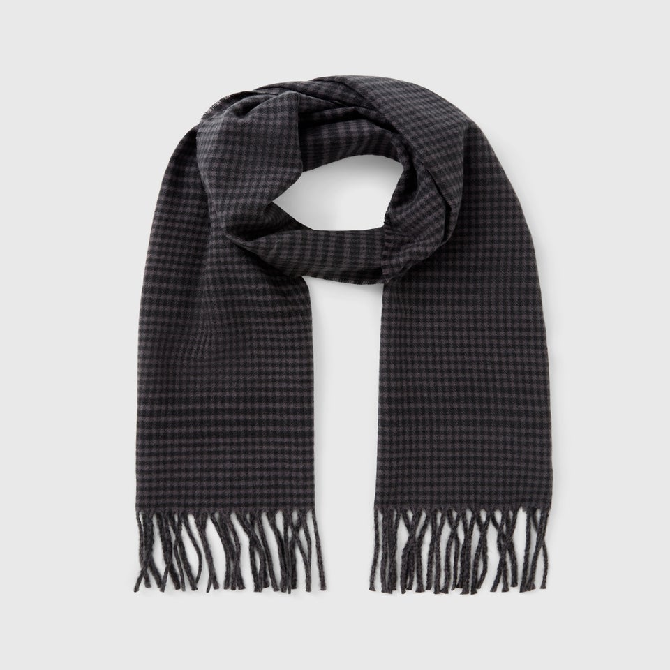 Black Dogstooth Check Scarf