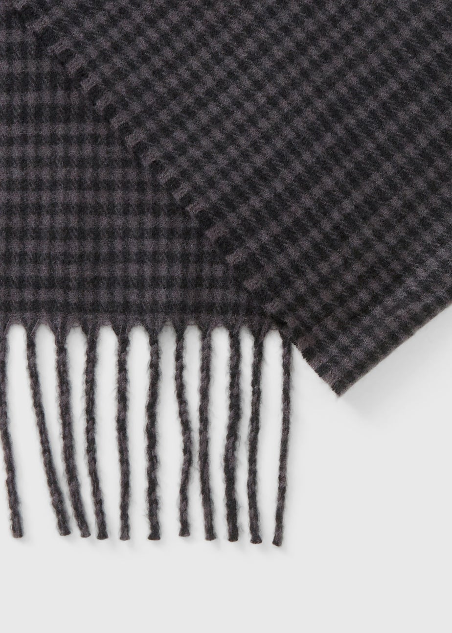 Black Dogstooth Check Scarf