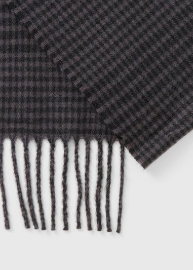 Black Dogstooth Check Scarf