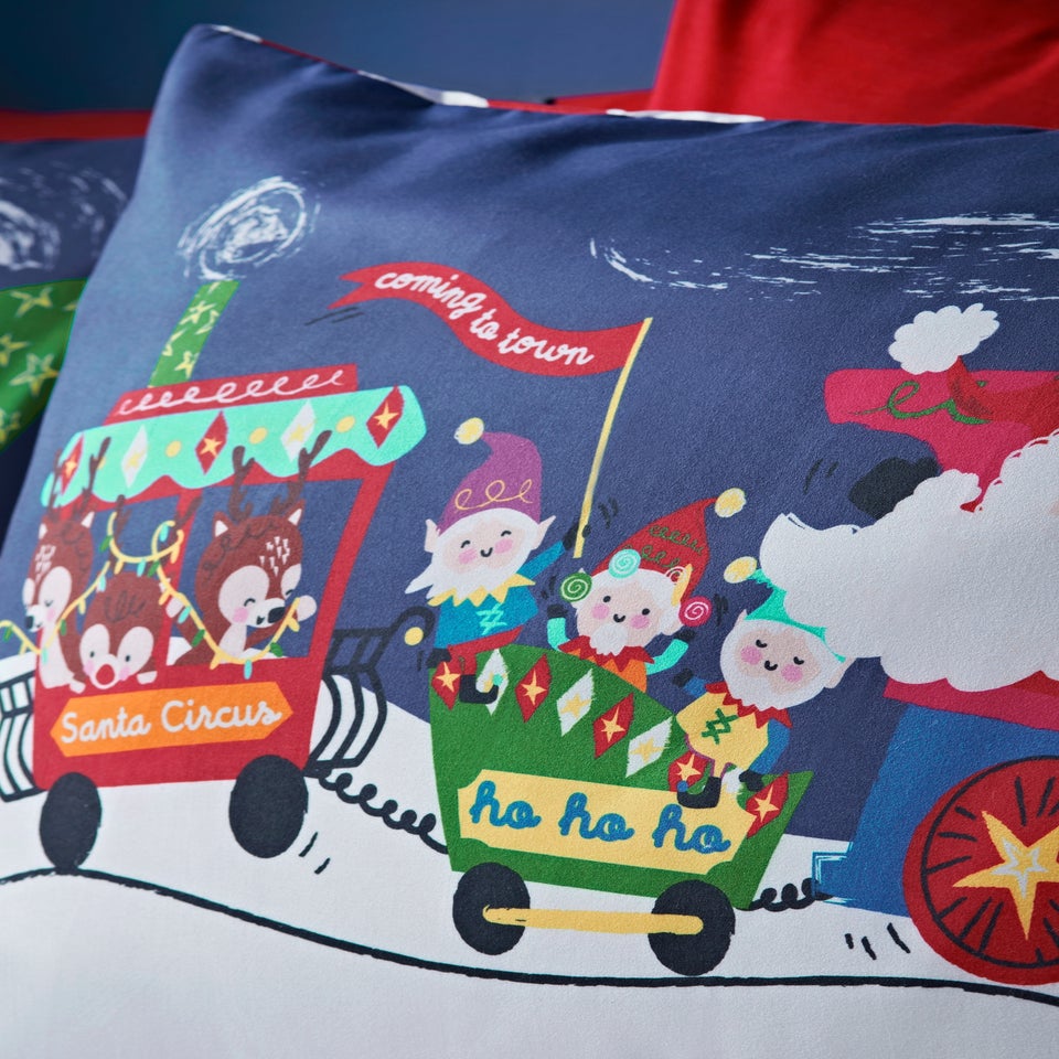 Navy Christmas Elves Duvet Cover Set