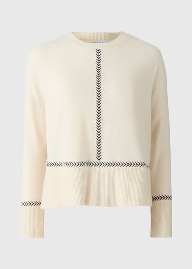 Cream Contrast Stitch Top