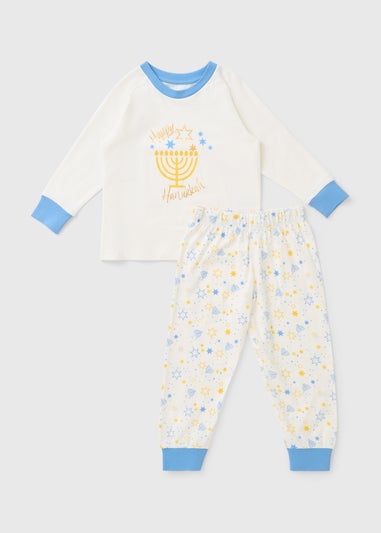 Kids White Hanukkah Pyjama Set (1-13yrs)