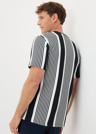 Navy Ribbed Printed T-Shirt