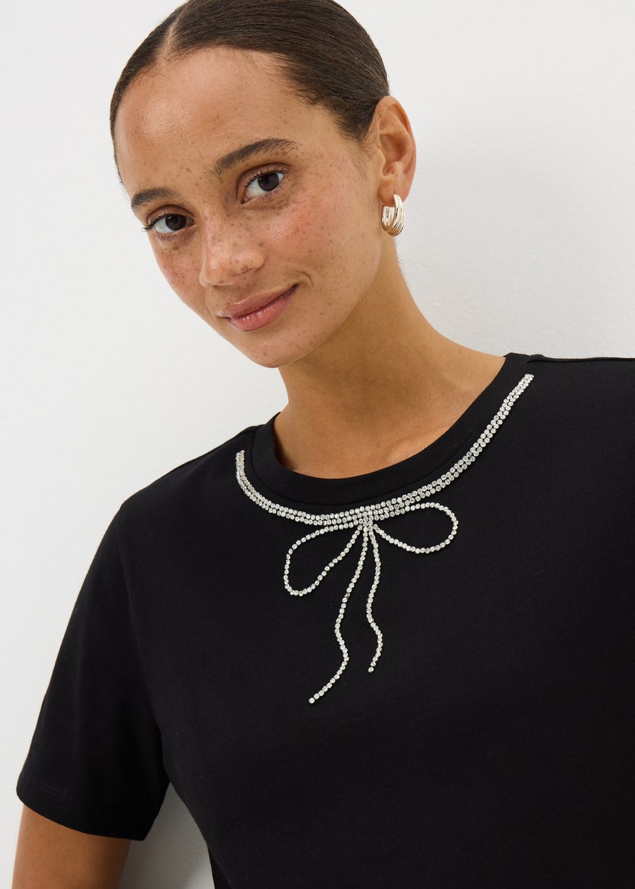 Black Sparkle Bow T-Shirt