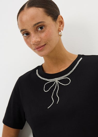 Black Sparkle Bow T-Shirt