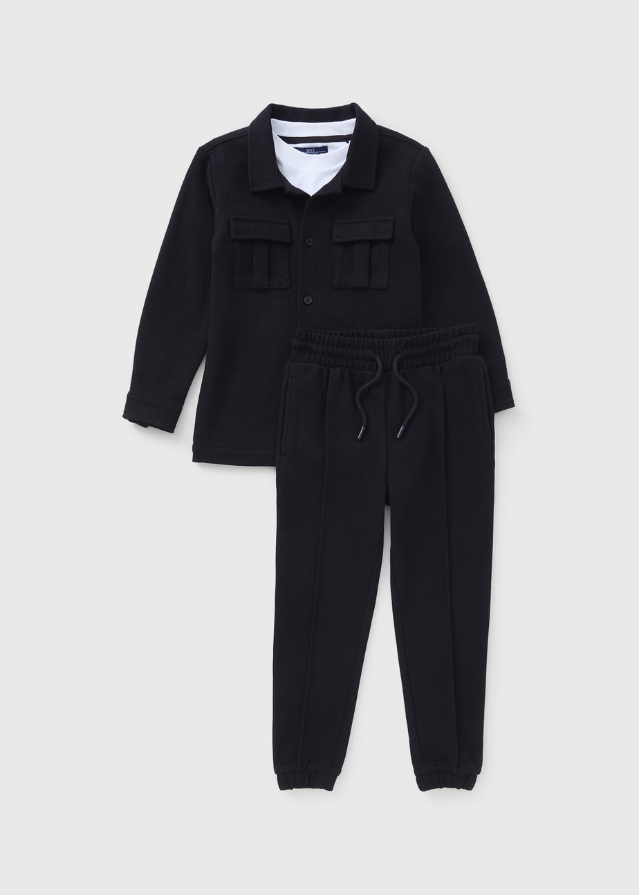 Boys 3 Piece Black Smart Shacket Set (7-15yrs)