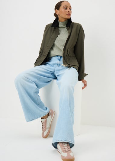 Green Ribbed Long Sleeve Top