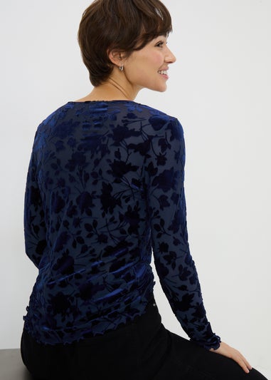 Blue Floral Fitted Top