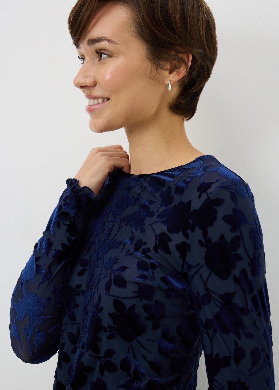 Blue Floral Fitted Top