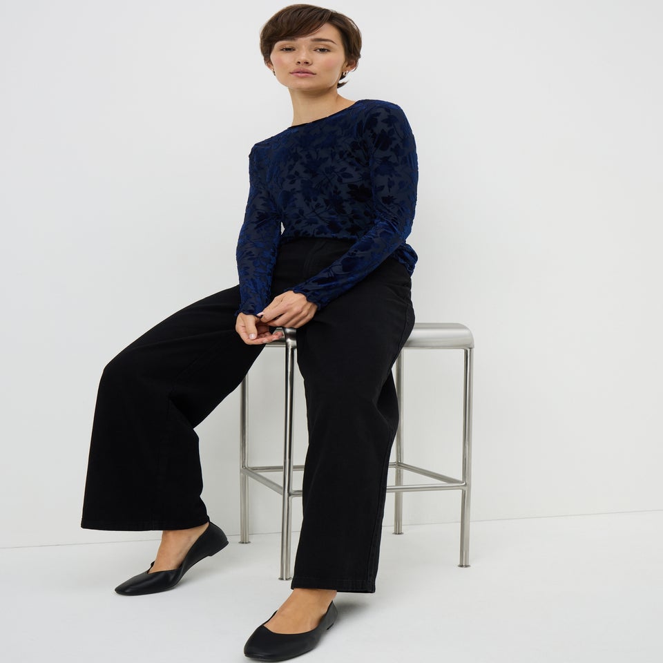 Blue Floral Fitted Top