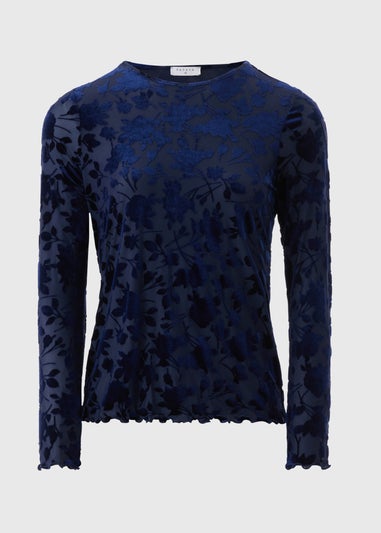 Blue Floral Fitted Top