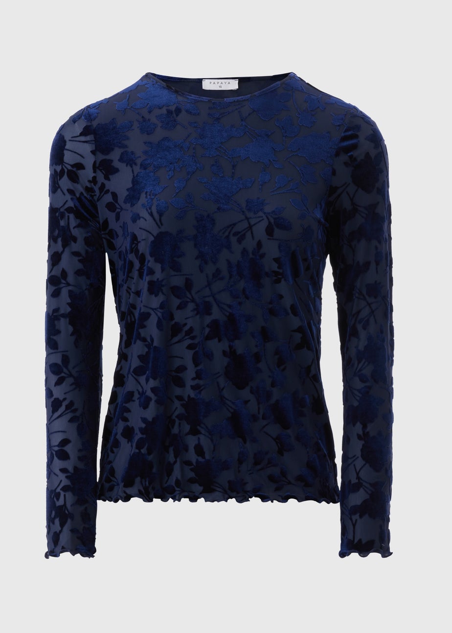 Blue Floral Fitted Top