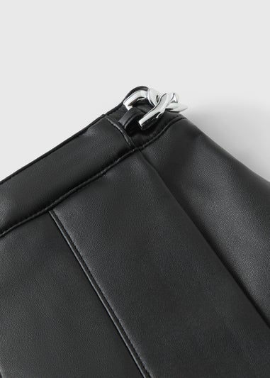 Girls Black Faux Leather Skort (7-15yrs)