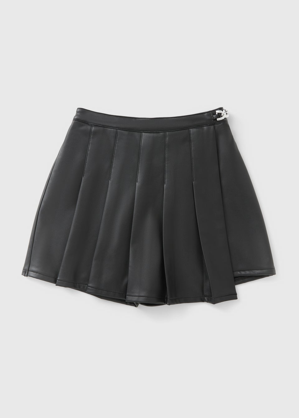 Girls Black Faux Leather Skort (7-15yrs)