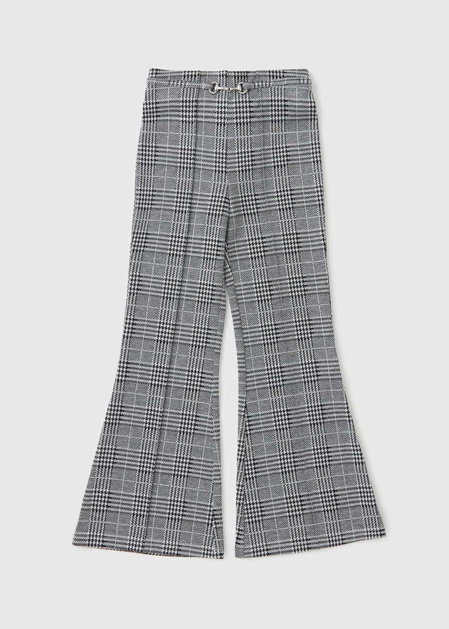 Girls Black Check Flare Trousers (7-15yrs)