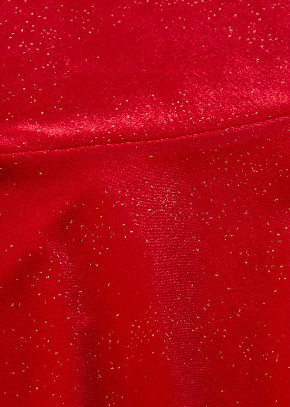 Girls Red Velvet Glitter Dress (7-15yrs)