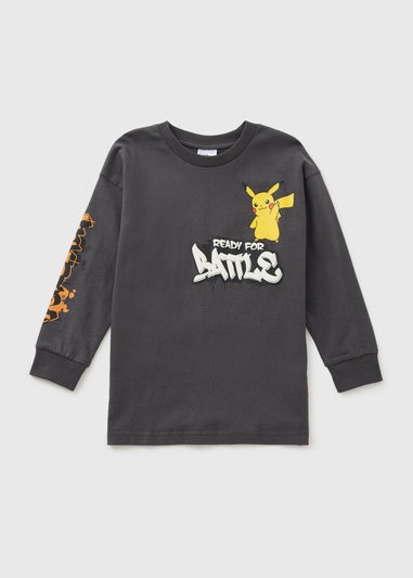 Pokemon Boys Charcoal Battle Top (4-13yrs)