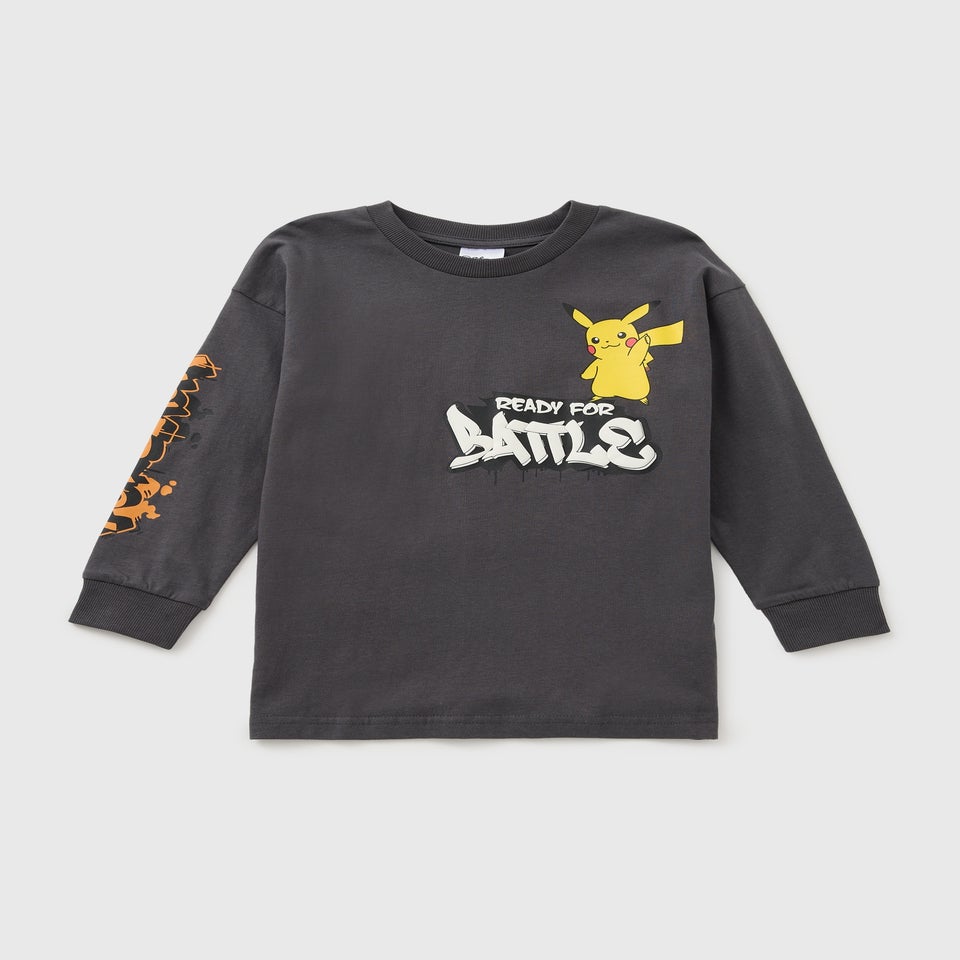 Pokemon Boys Charcoal Battle Top (4-13yrs)