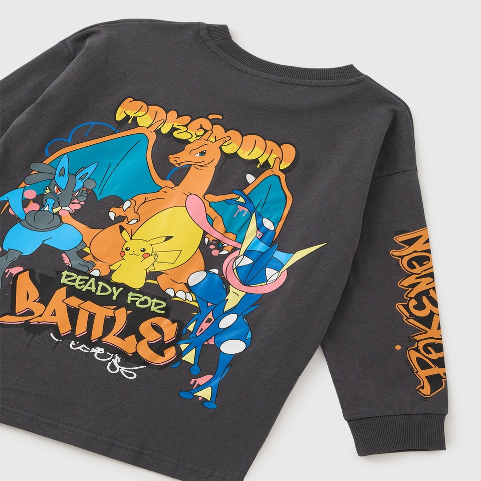 Pokemon Boys Charcoal Battle Top (4-13yrs)