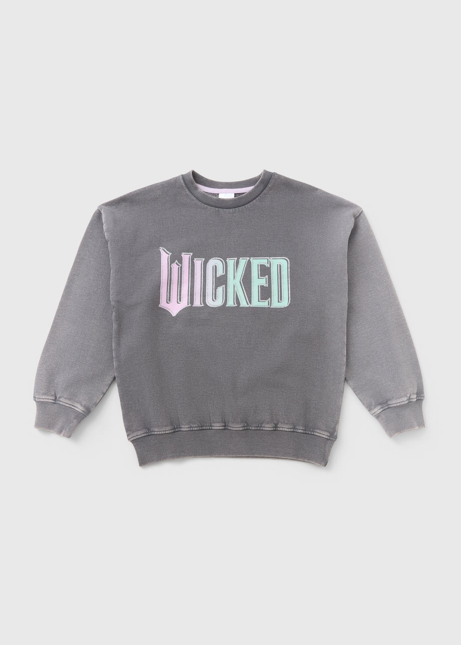 Wicked Girls Grey Acid Wash Sweatshirt (4-13yrs)
