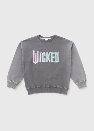 Wicked Girls Grey Acid Wash Sweatshirt (4-13yrs)