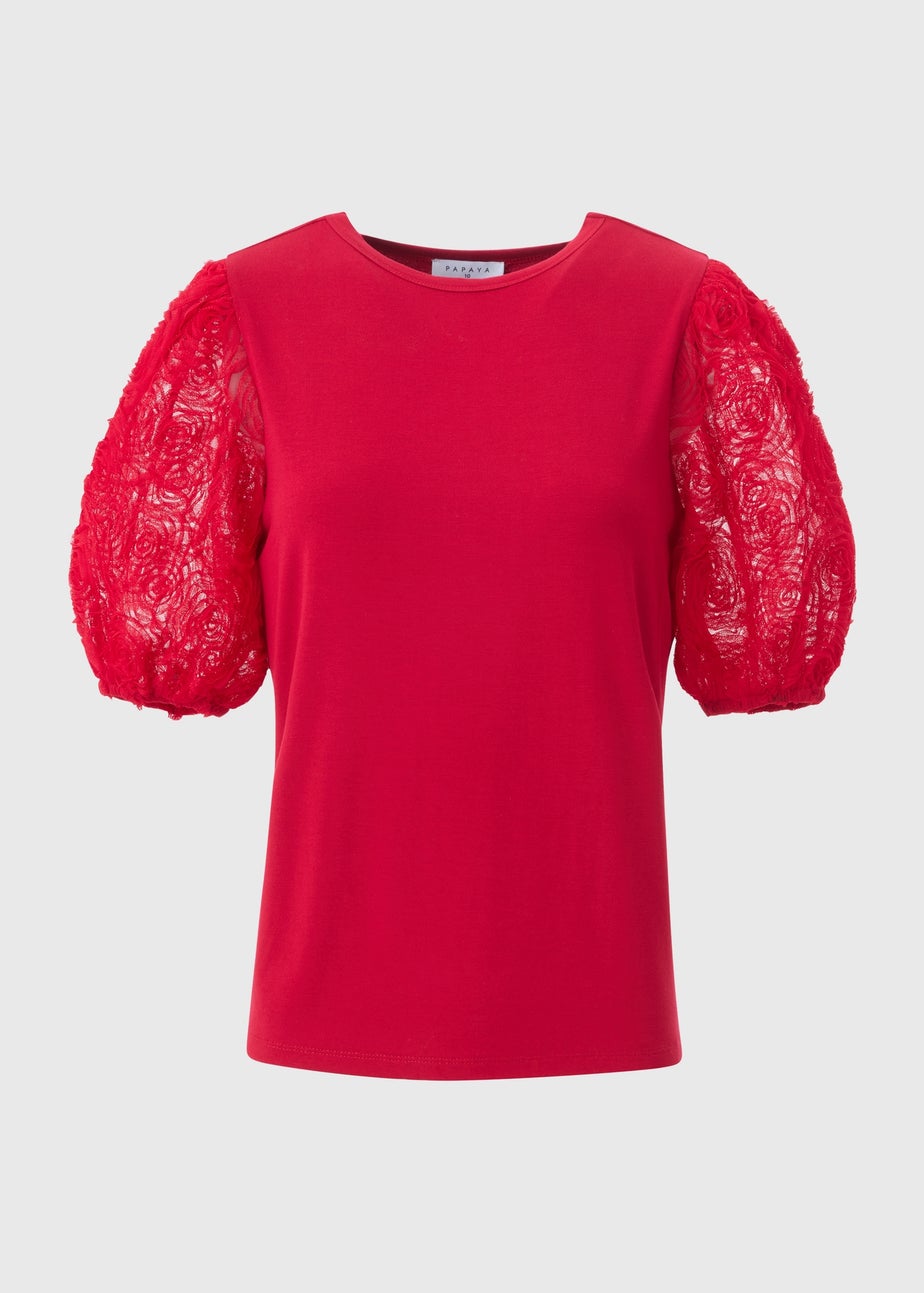 Red Puff Sleeve Top