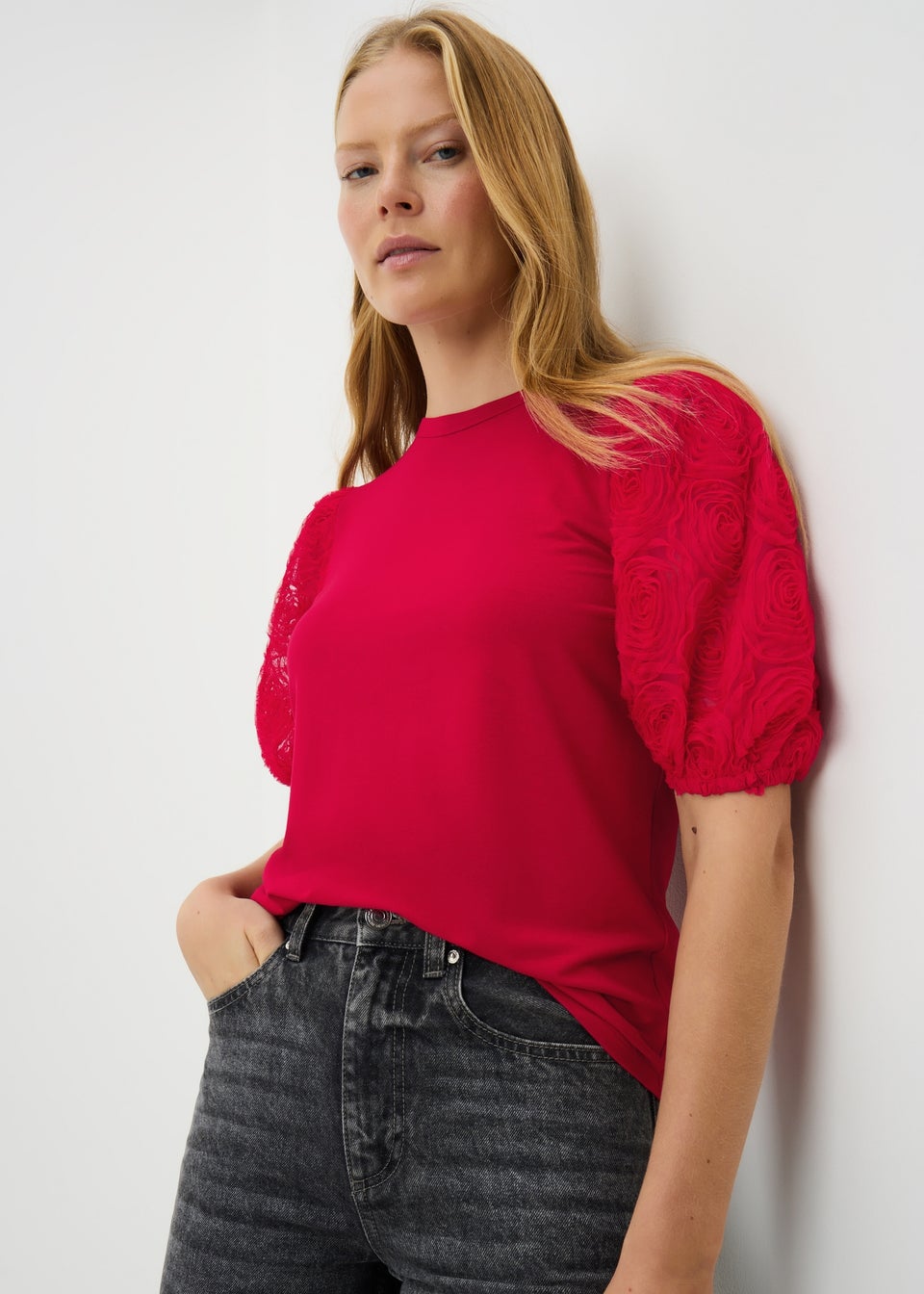 Red Puff Sleeve Top