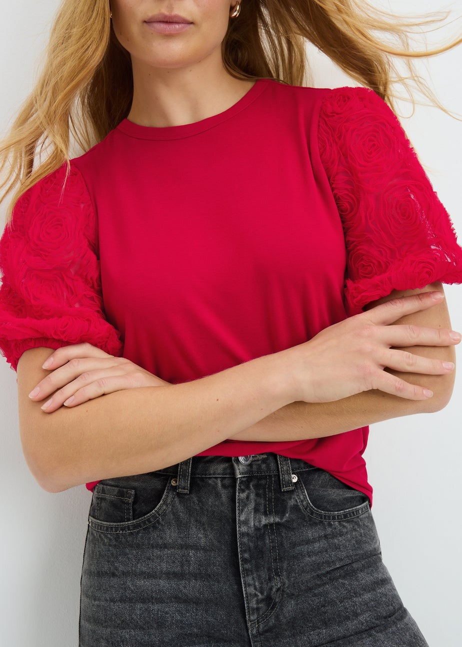 Red Puff Sleeve Top