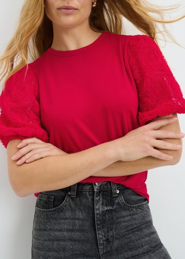 Red Puff Sleeve Top