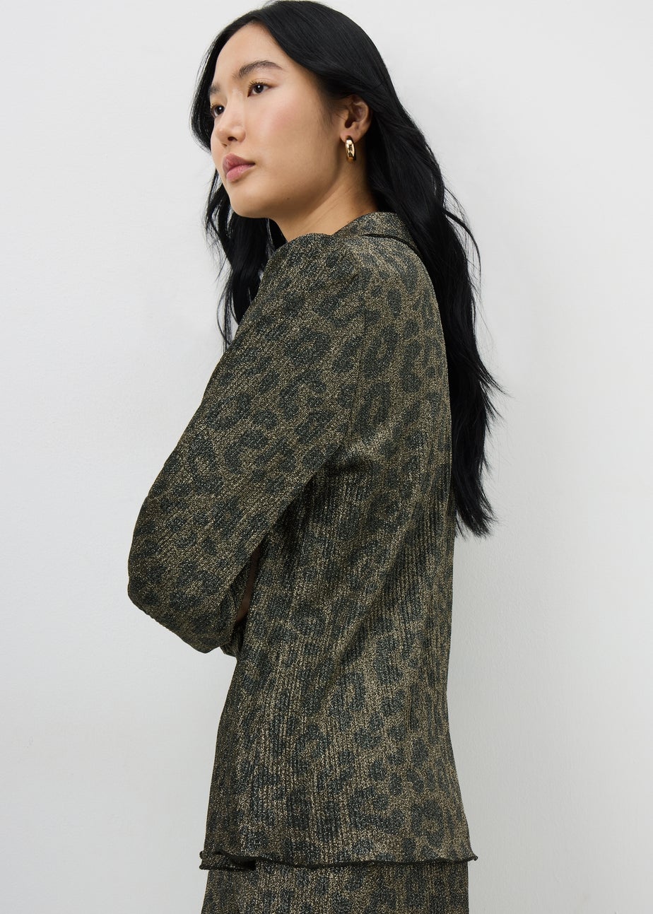 Gold Plisse Leopard Co Ord Blouse