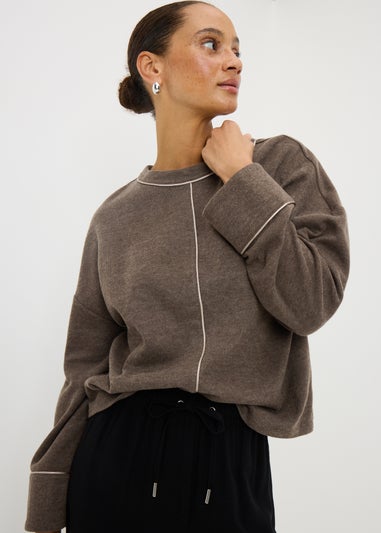 Chocolate Brown Cuffed Snit Top