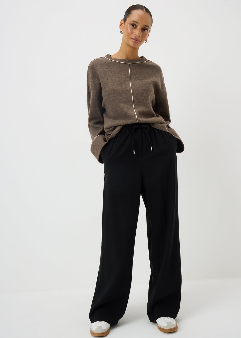 Chocolate Brown Cuffed Snit Top