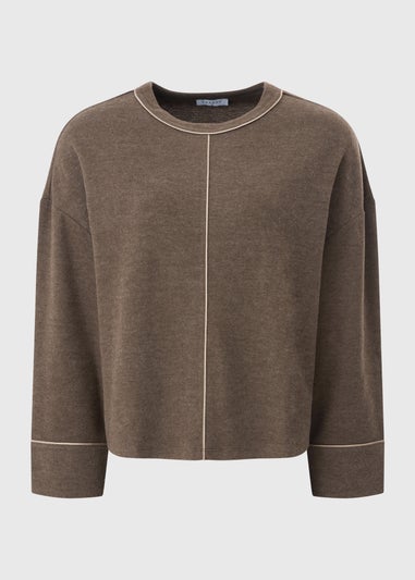 Chocolate Brown Cuffed Snit Top