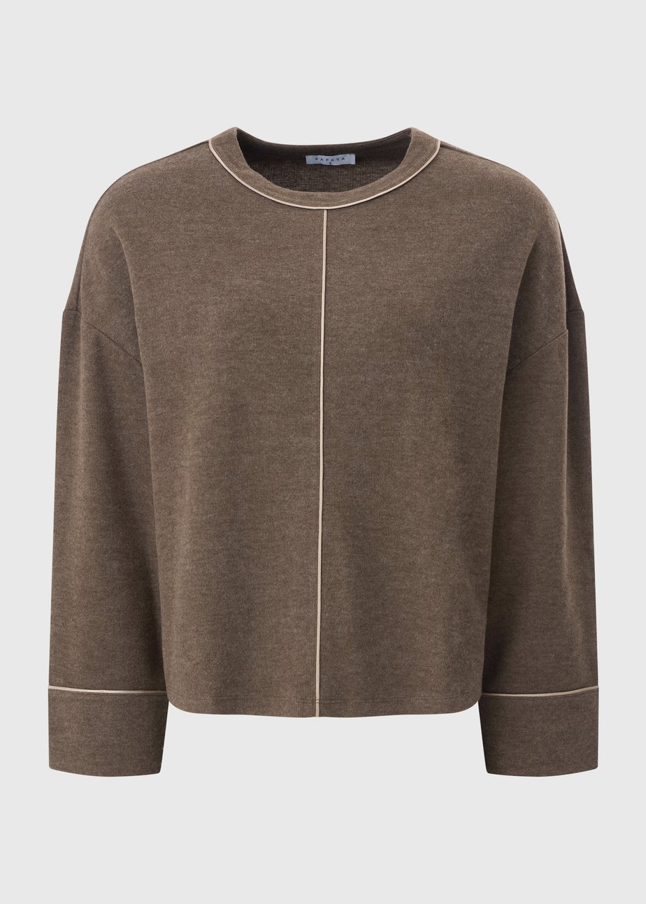 Chocolate Brown Cuffed Snit Top