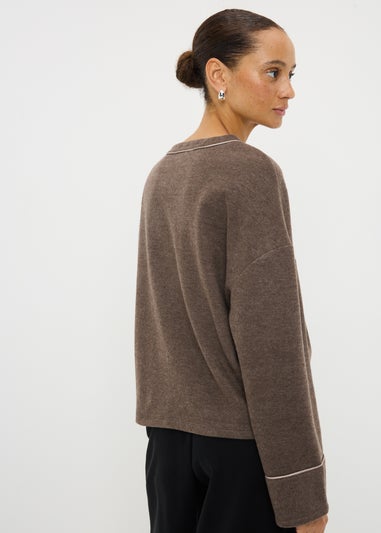 Chocolate Brown Cuffed Snit Top