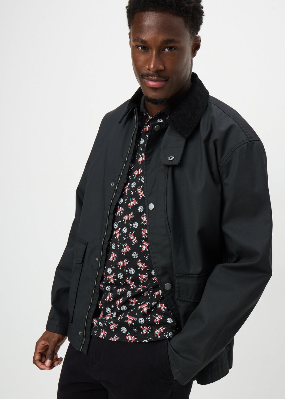 Black Christmas Disco Santa Polo Shirt