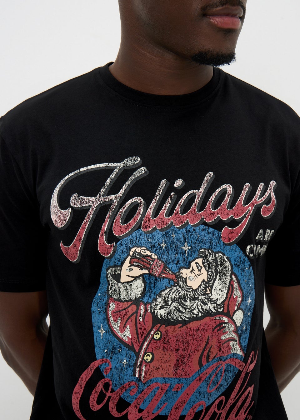 Black Christmas Coca Cola Printed T-Shirt