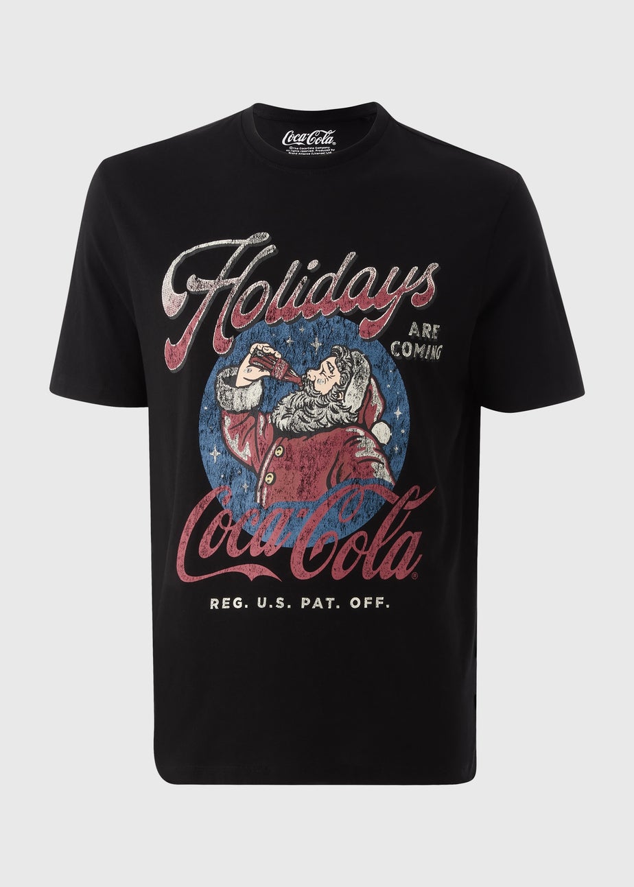 Black Christmas Coca Cola Printed T-Shirt