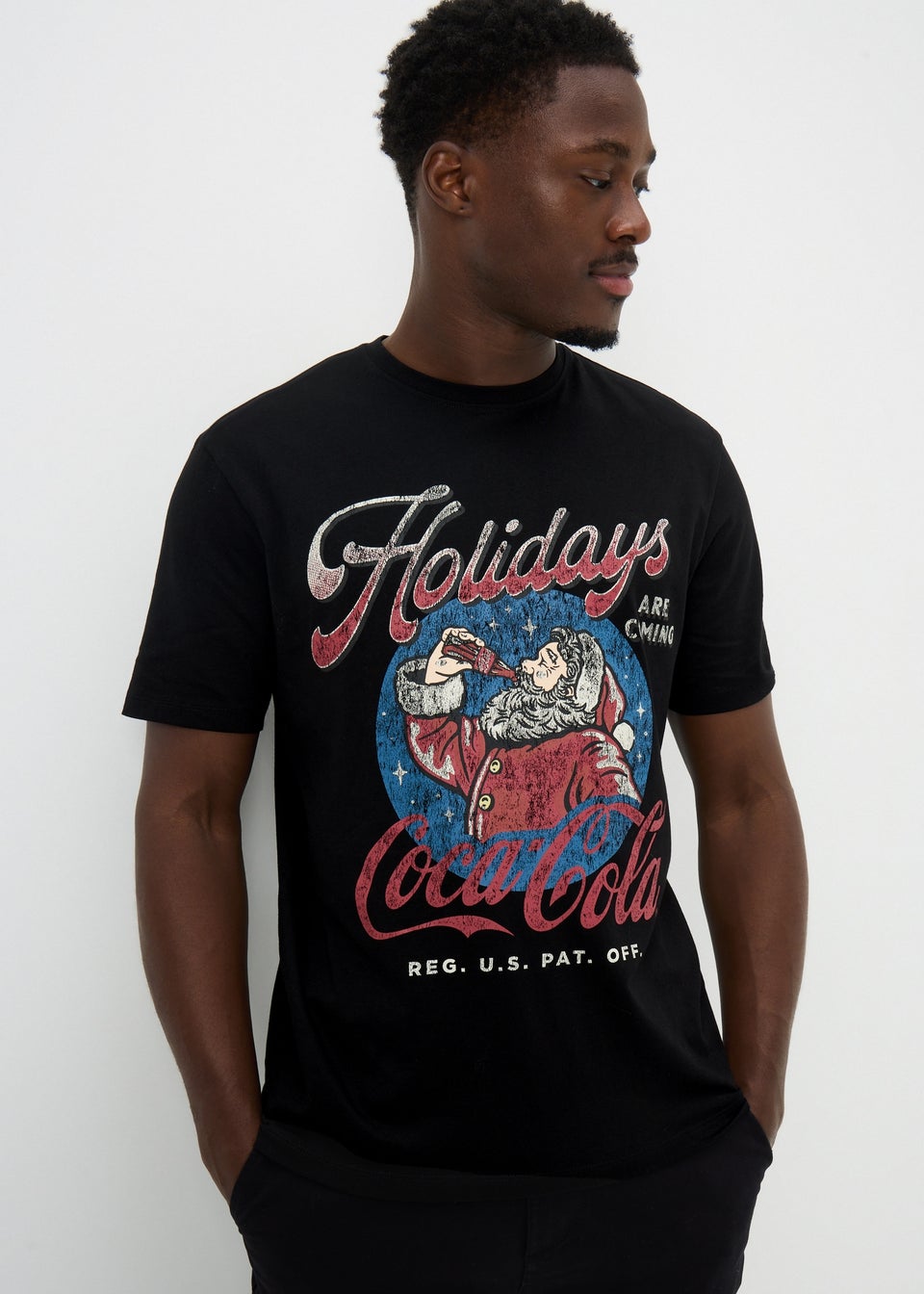 Black Christmas Coca Cola Printed T-Shirt