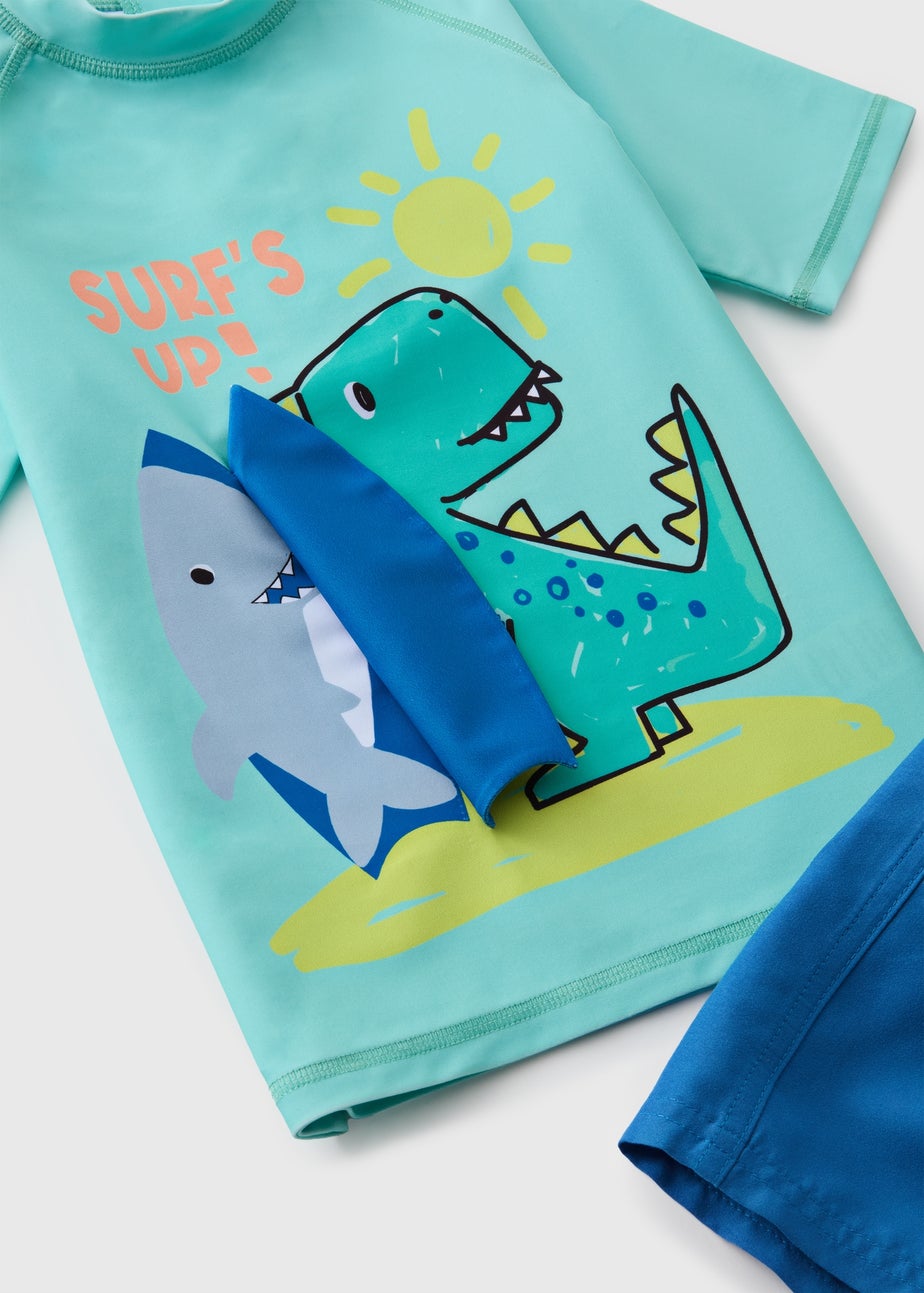 Boys Blue 3D Dinosaur Swim Set (1-7yrs)