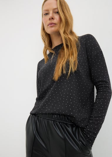 Black Longline Embellished Top