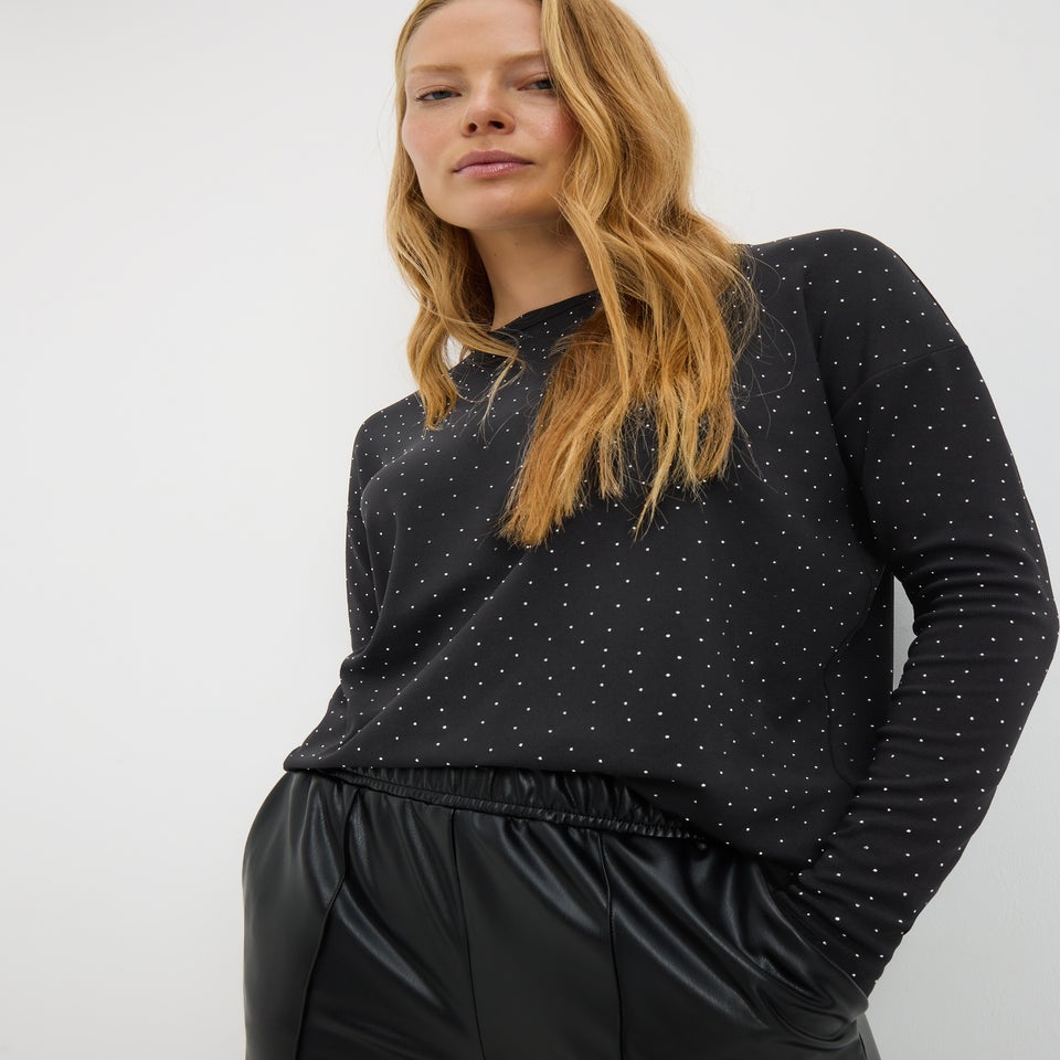 Black Longline Embellished Top