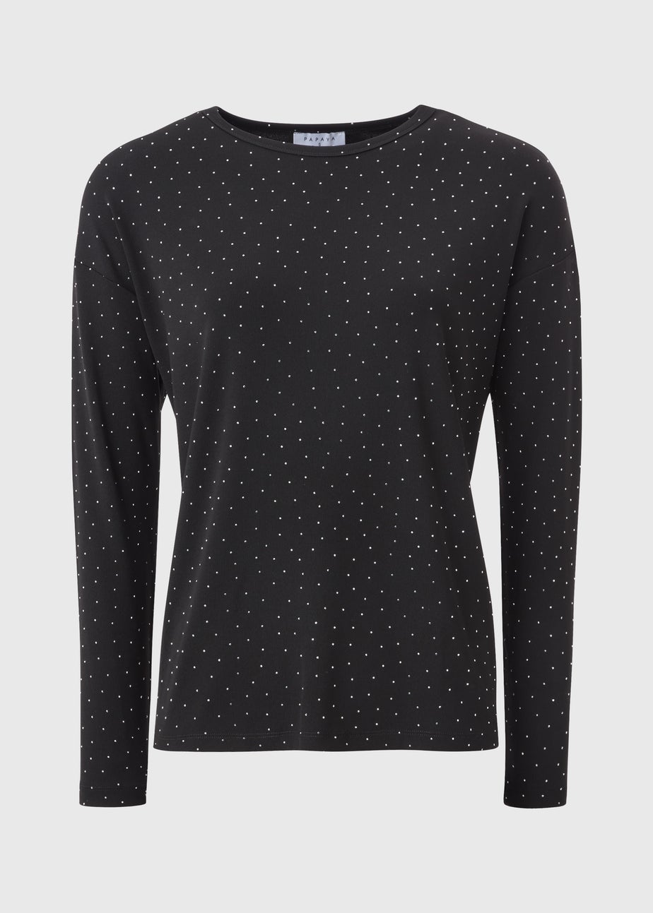 Black Longline Embellished Top